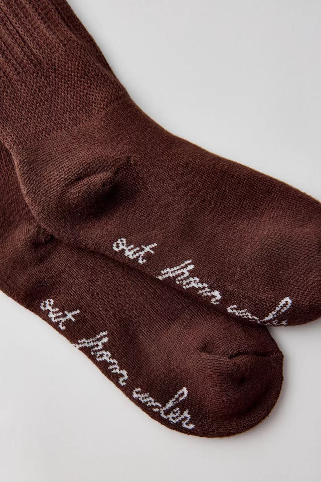 Urban Outfitters -  Out From Under Isla Slouchy Crew Socks, Dark Brown-One Size