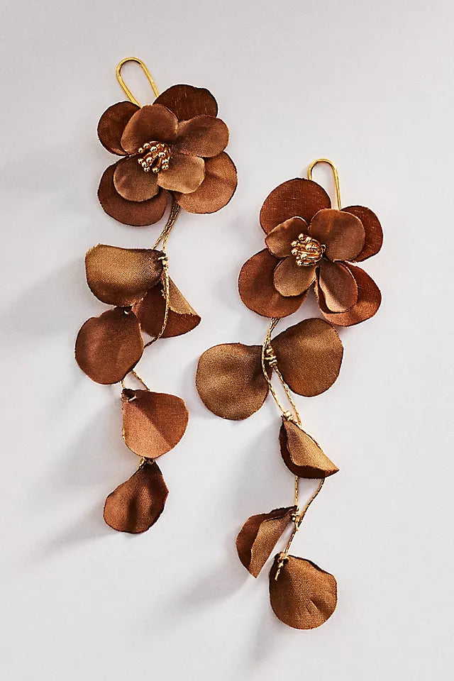 By Anthropologie Petal Drop Earrings - Chocolate - One Size