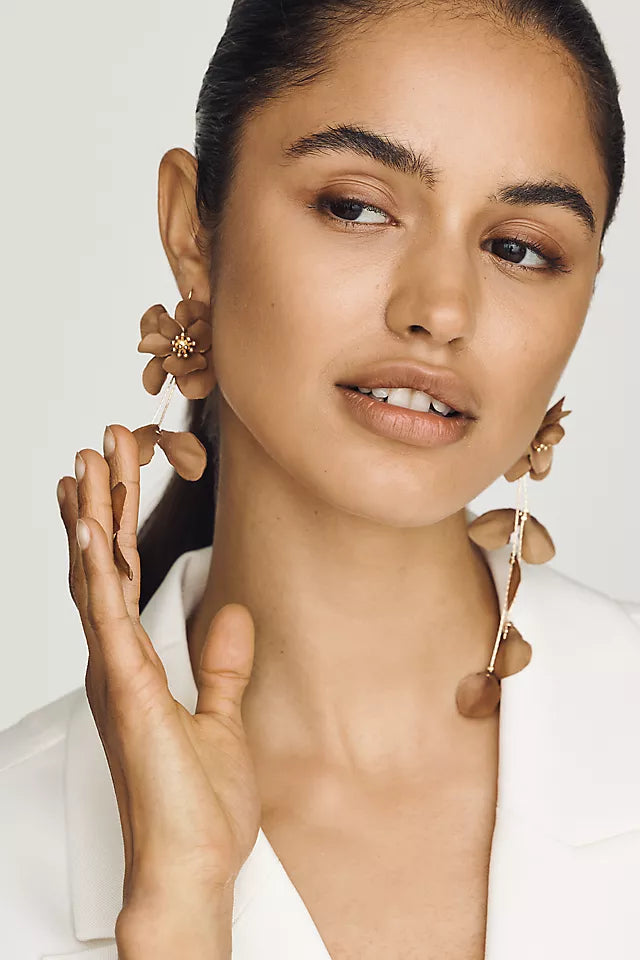 By Anthropologie Petal Drop Earrings - Chocolate - One Size