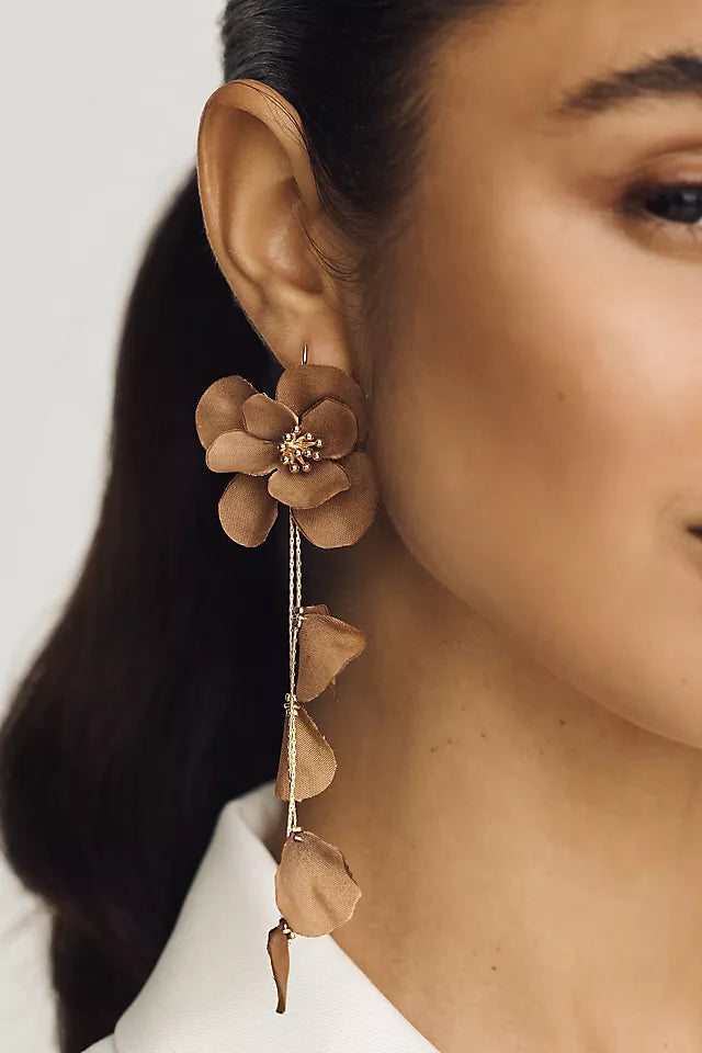 By Anthropologie Petal Drop Earrings - Chocolate - One Size