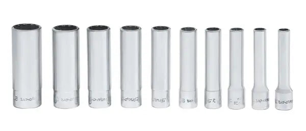 10 pc 1/4" Drive 12-Point SAE Flank Drive® Deep Socket Set (3/16–9/16")