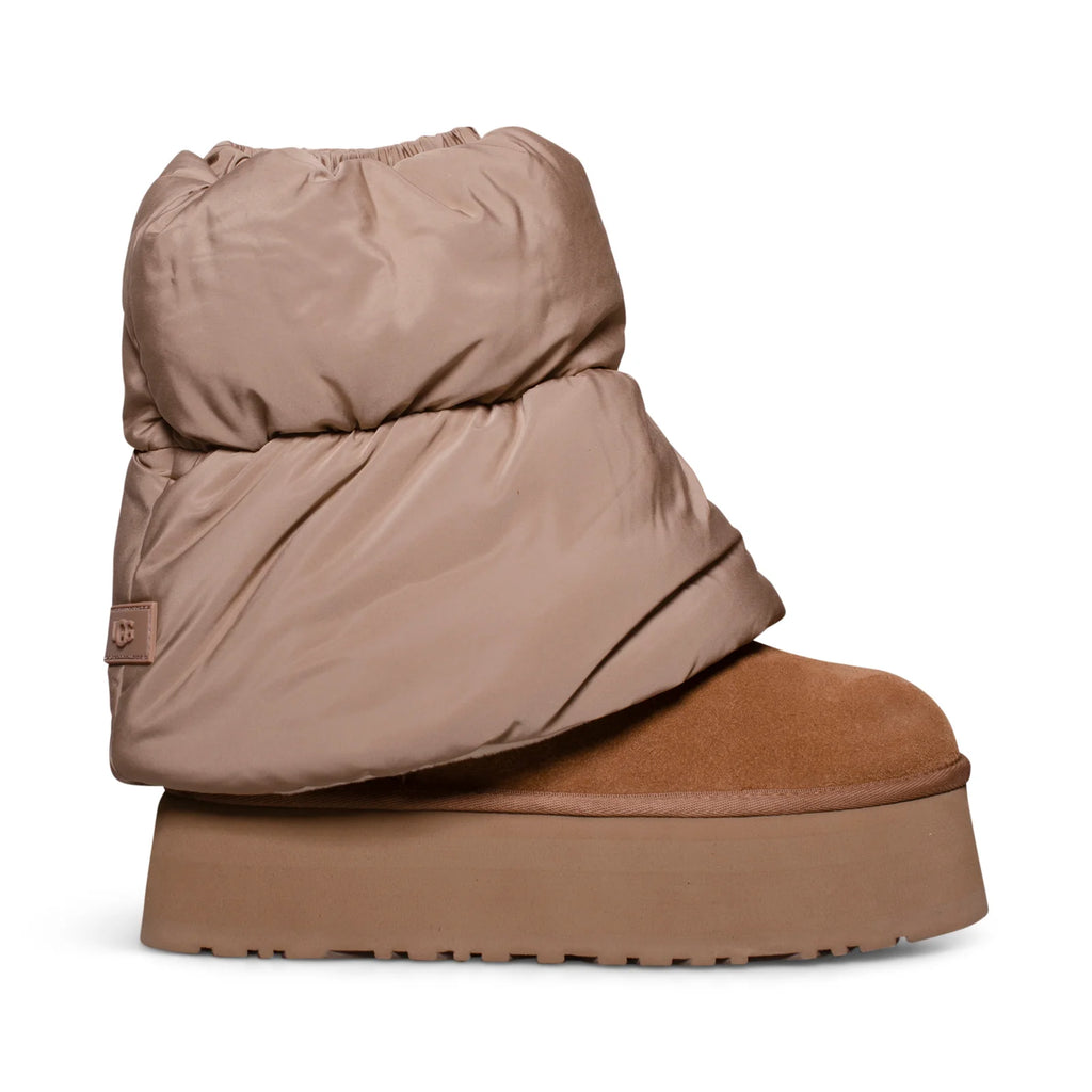 UGG Women's Classic Mini Dipper Puffer Platform 'Amphora Chestnut' Boots (Size: 7)