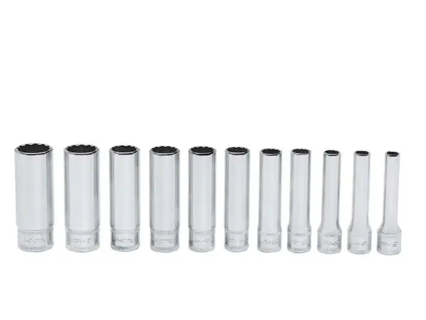 11 pc 1/4" Drive 12-Point Metric Flank Drive® Deep Socket Set (5–14 mm)