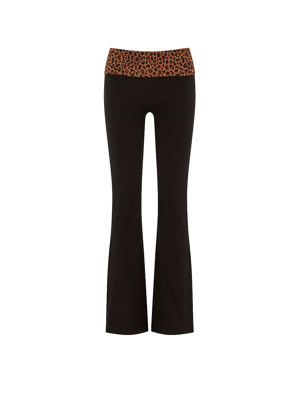 PINK All-Day Cotton Foldover Flare Leggings, Leopard - Large