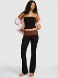 PINK All-Day Cotton Foldover Flare Leggings, Leopard - Large