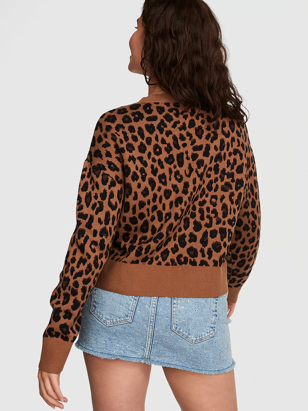 Women's Not Your Boyfriend’s Boxy Sweater by Pink - Leopard - Medium