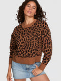 Women's Not Your Boyfriend’s Boxy Sweater by Pink - Leopard - Medium
