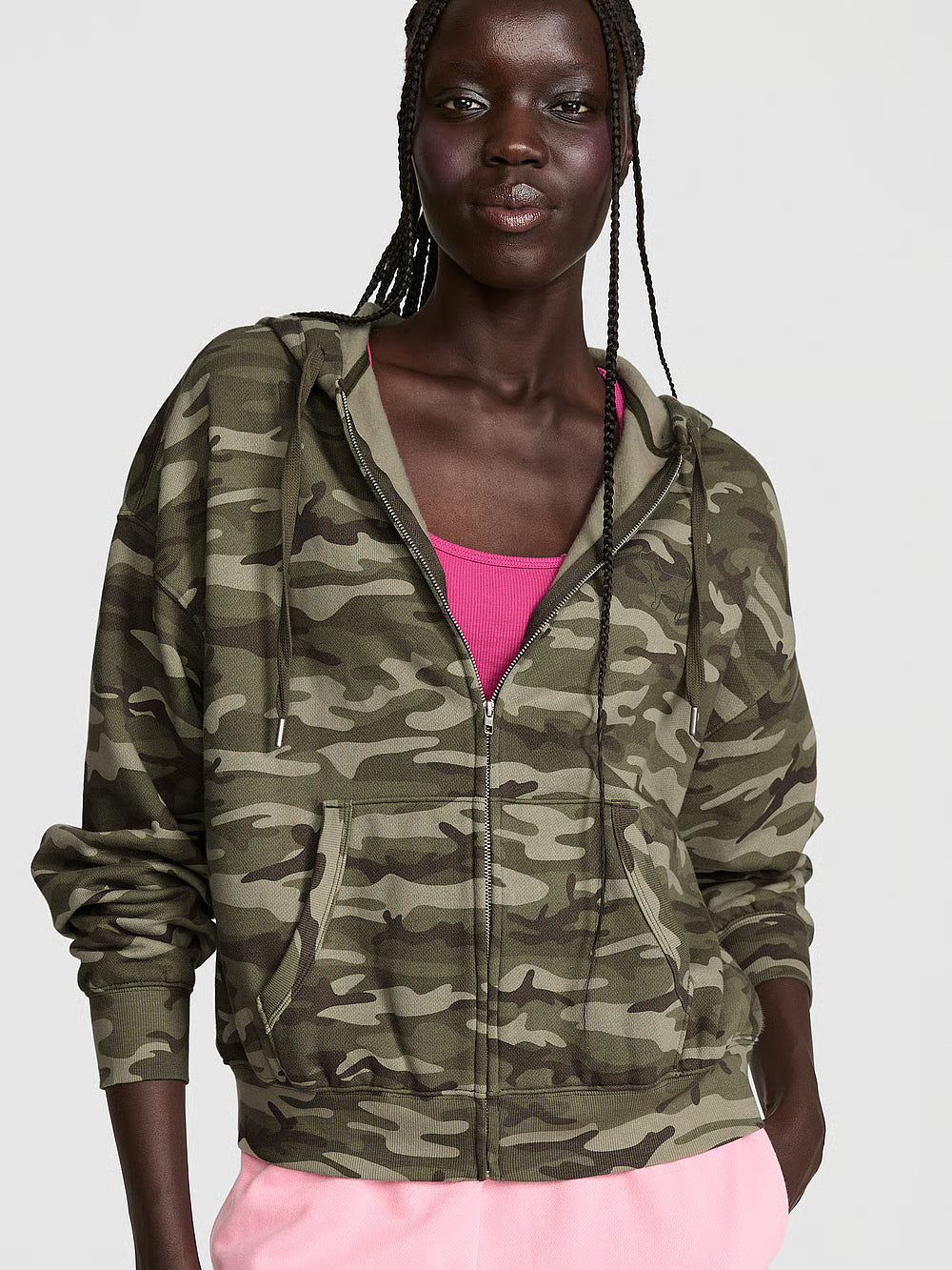 Women's Campus Fleece™ Full-Zip Hoodie by Pink - Camo - Medium