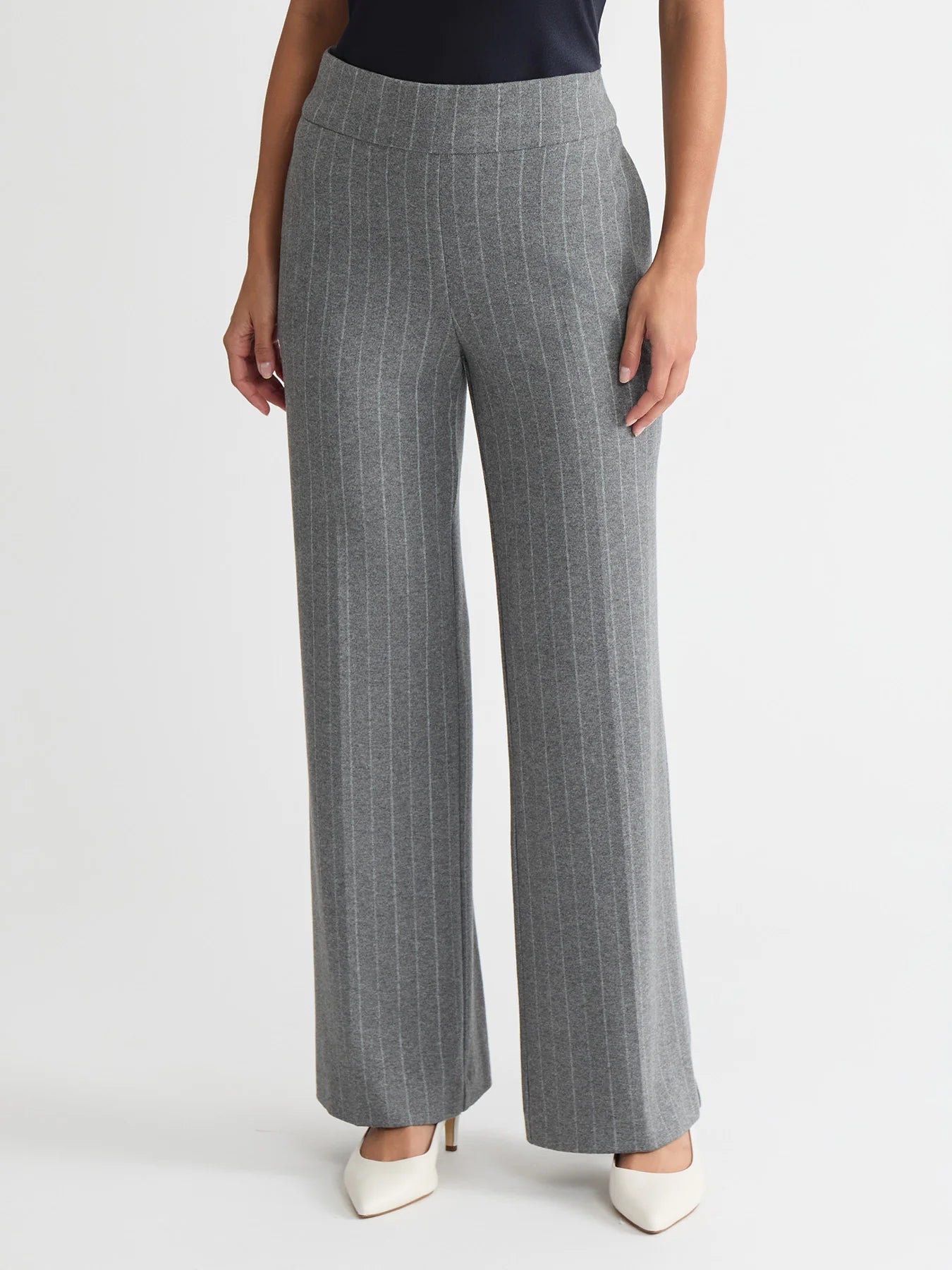 Jones New York Pull-On Wide Leg Trouser, Pinstripe Size: S