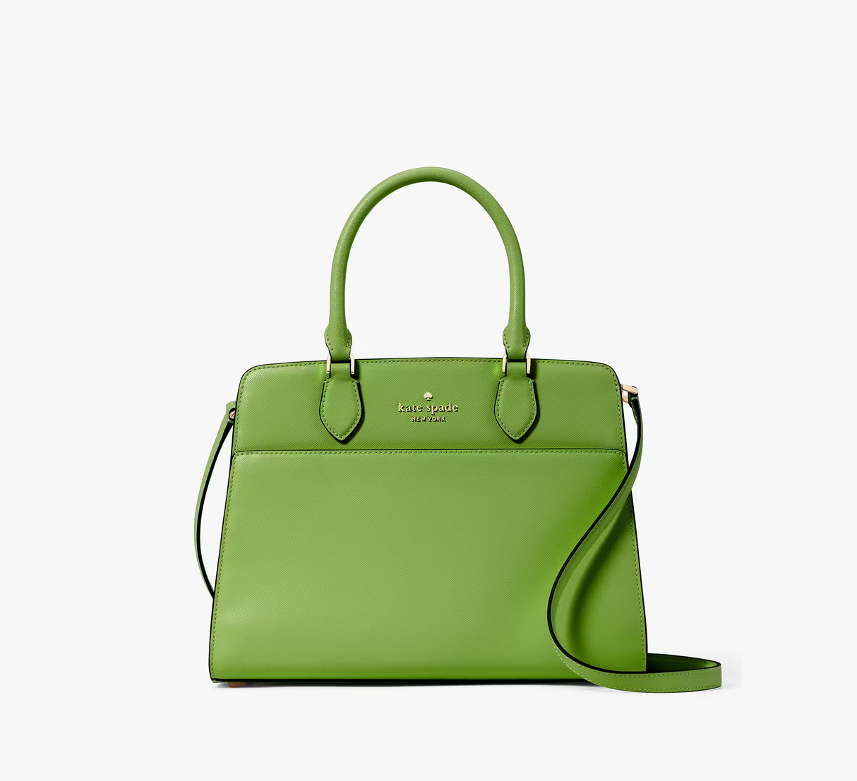 Kate Spade New York Madison Medium Saffiano Leather Satchel, Turtle Green-NEW