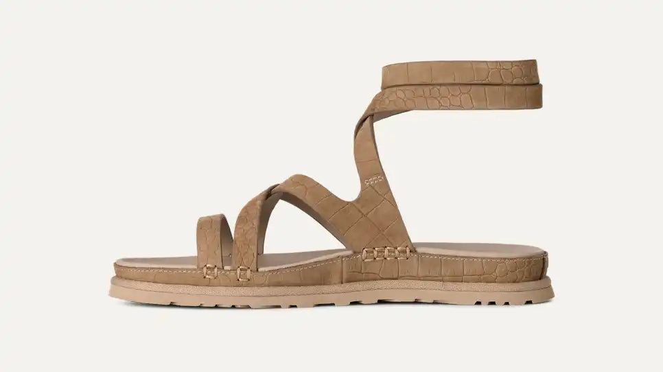 UGG Women's GoldenGaze Embossed Ankle Wrap in Mustard Seed- 9