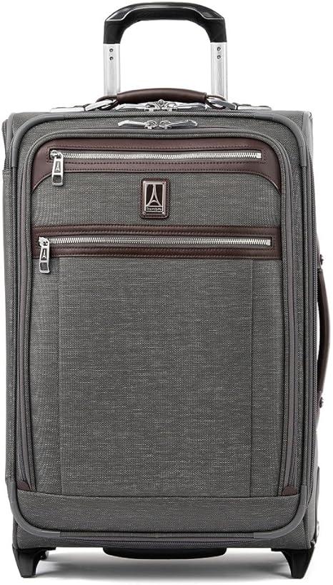Travelpro Platinum Elite Softside Expandable Carry on Luggage, 2 Wheel Upright Suitcase, USB Port, Men and Women, Vintage Grey, Carry On 22-Inch