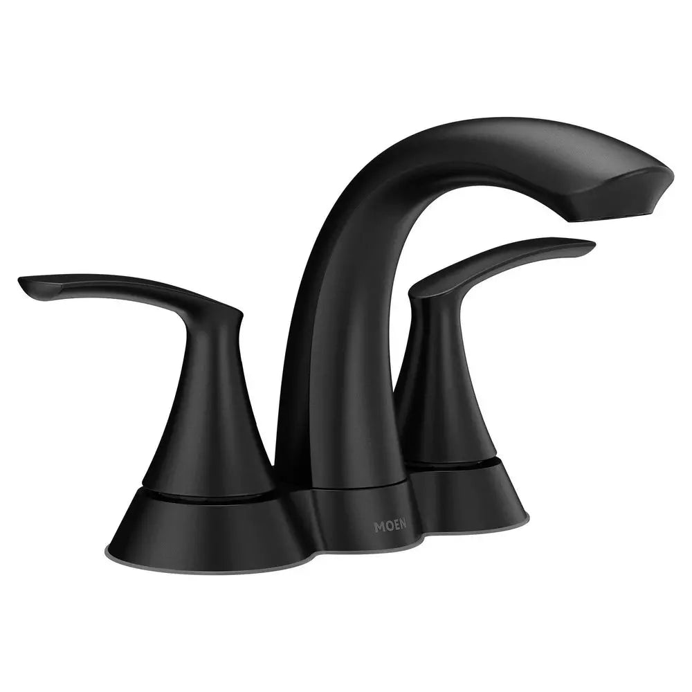 Moen Seena™ Two Handle Centerset Bathroom Sink Faucet in Matte Black