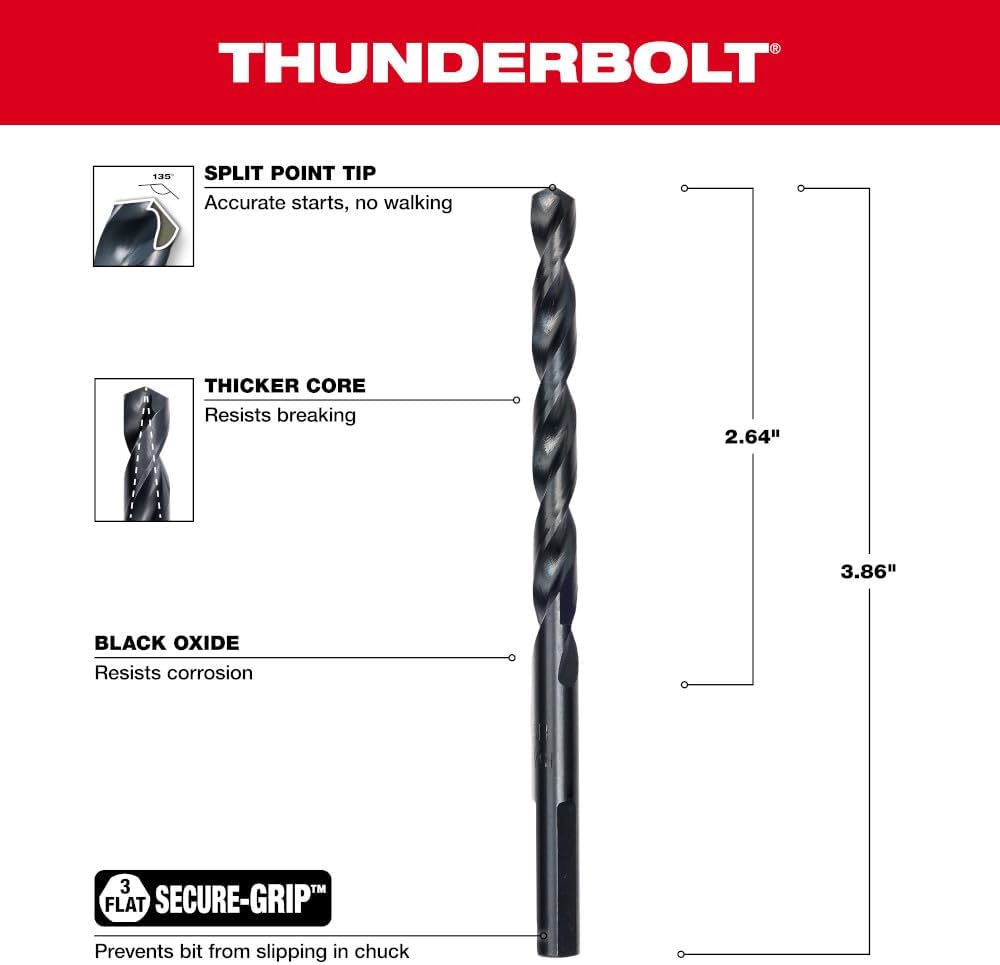 MILWAUKEE ELECTRIC TOOL 48-89-2721 Thunderbolt Bit 15/64" Black Oxide