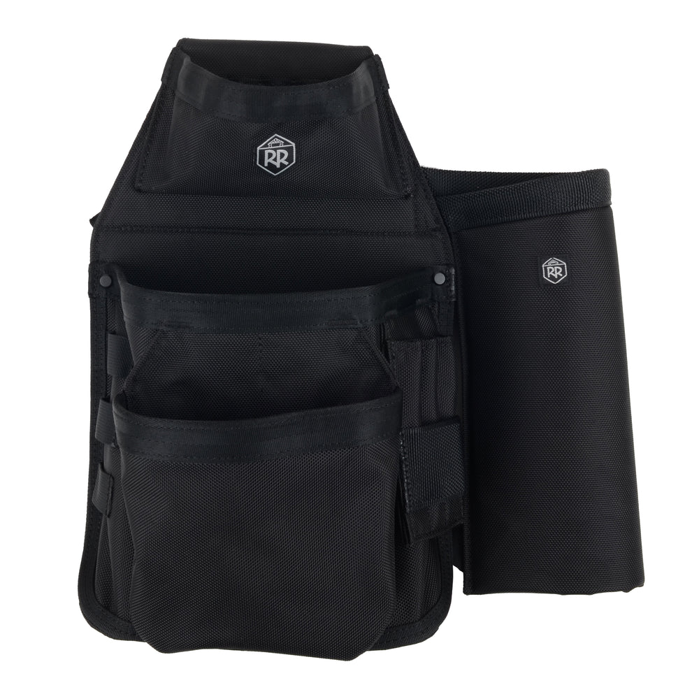 RR BUILDINGS Tool Belt Set - Suspenders, Medium Belt Pad & Dominant Pouch - 3 Pcs Black