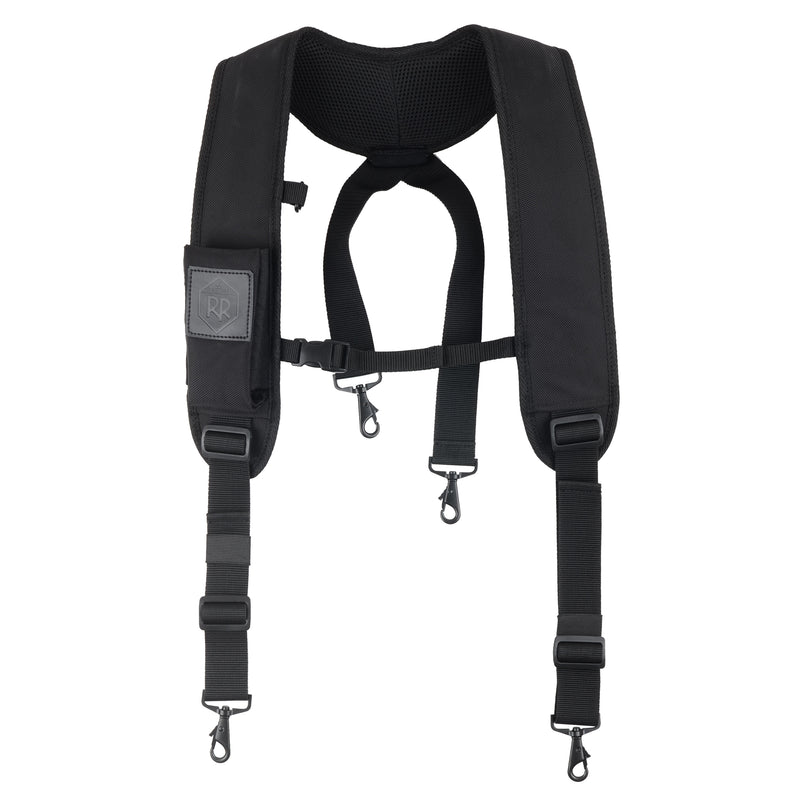 RR BUILDINGS Tool Belt Set - Suspenders, Medium Belt Pad & Dominant Pouch - 3 Pcs Black