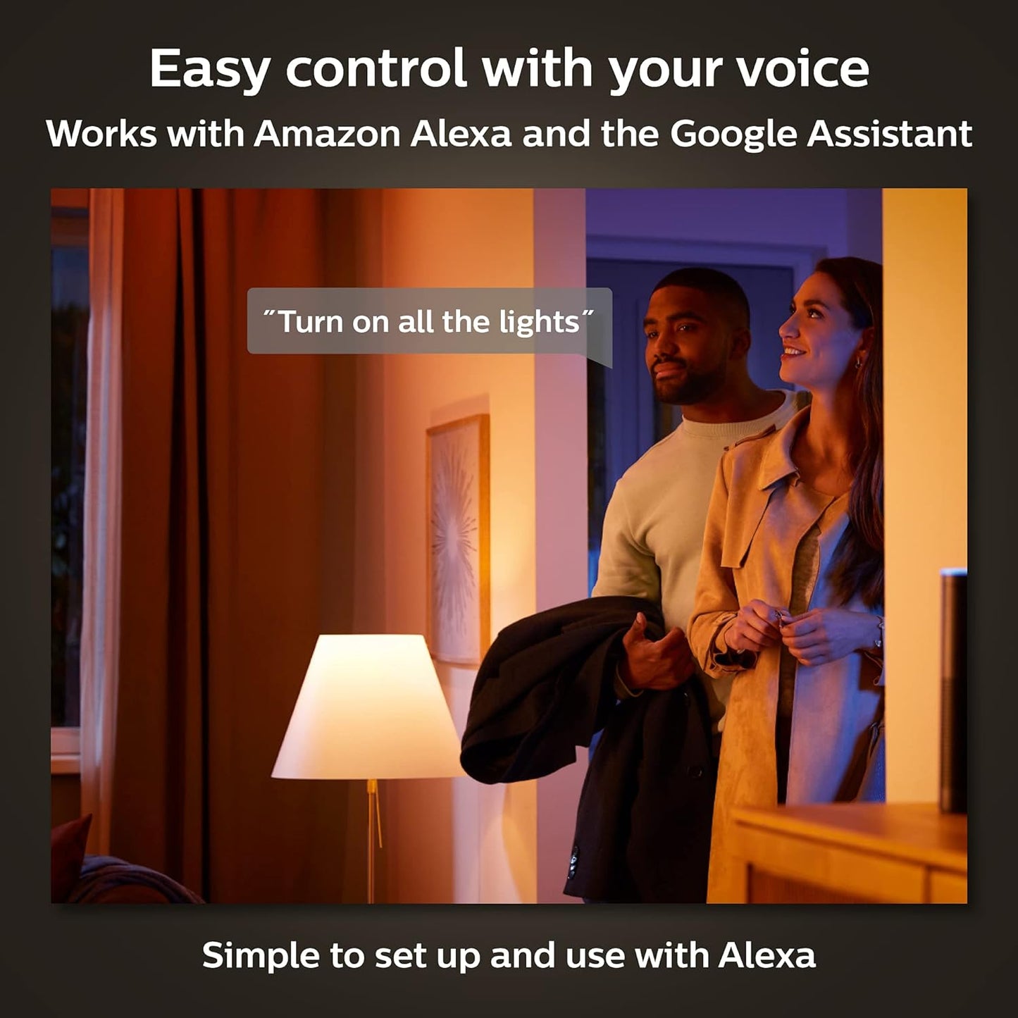 Philips Hue Smart 60W A19 LED Bulb - White and Color Ambiance Color-Changing Light - 1 Pack - 800LM - E26 - Indoor - Control with Hue App - Works with Alexa, Google Assistant and Apple Homekit