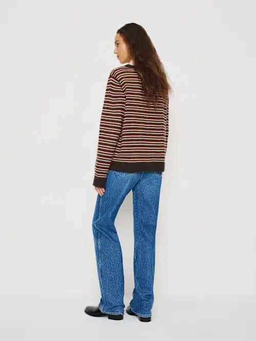 Cashmere Boyfriend Sweater by Reformation - Compost Multi Stripe - Size Small