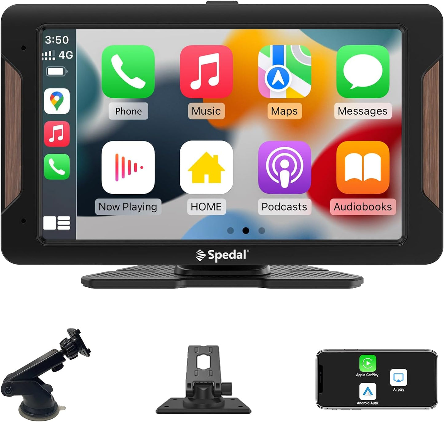 Spedal 7 Inch Wireless Apple CarPlay and Android Auto, Portable Car Stereo with Mirror Link (CL787)