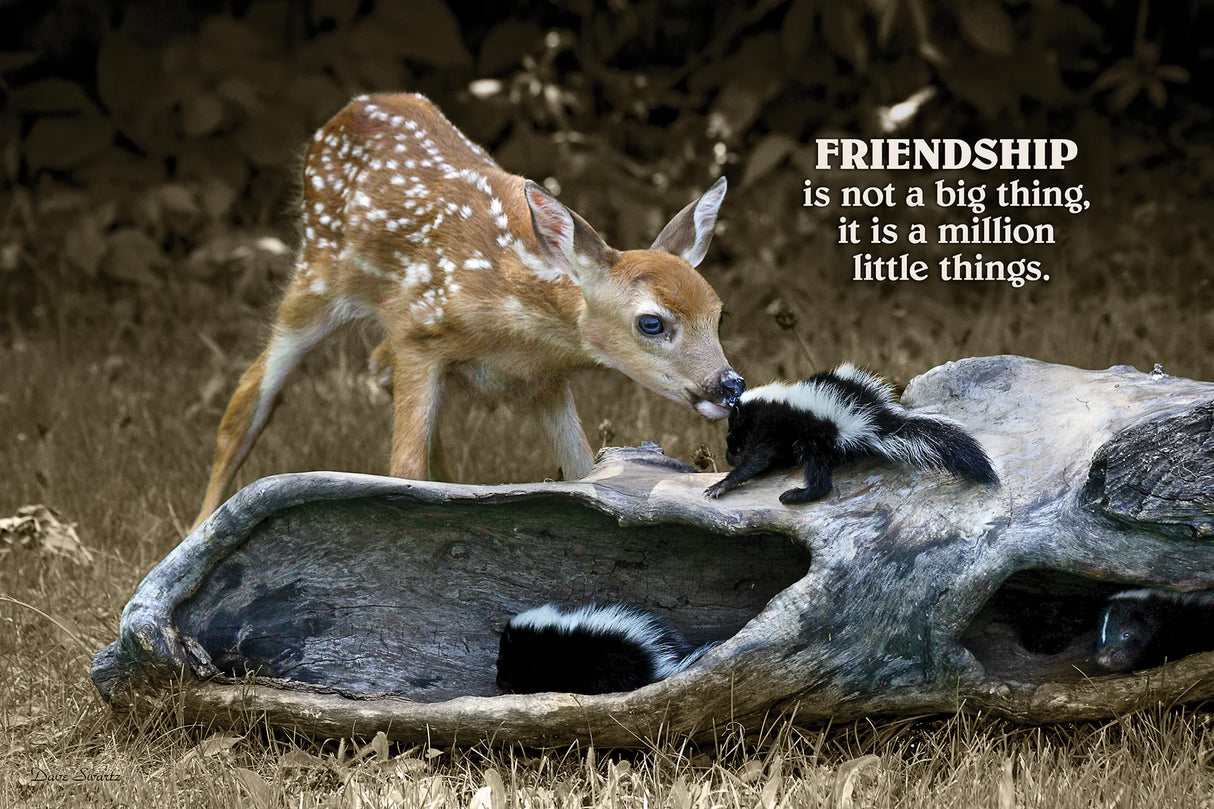 Wild Wings Friends Fawn Skunk - 12" x 18" Wood Sign