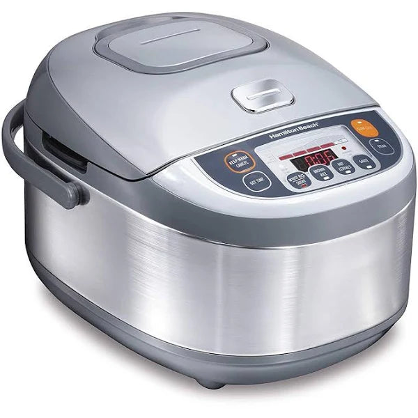 Hamilton Beach Advanced Multi-function 16-Cup Stainless Steel Rice Cooker with Fuzzy Logic Silver 37570