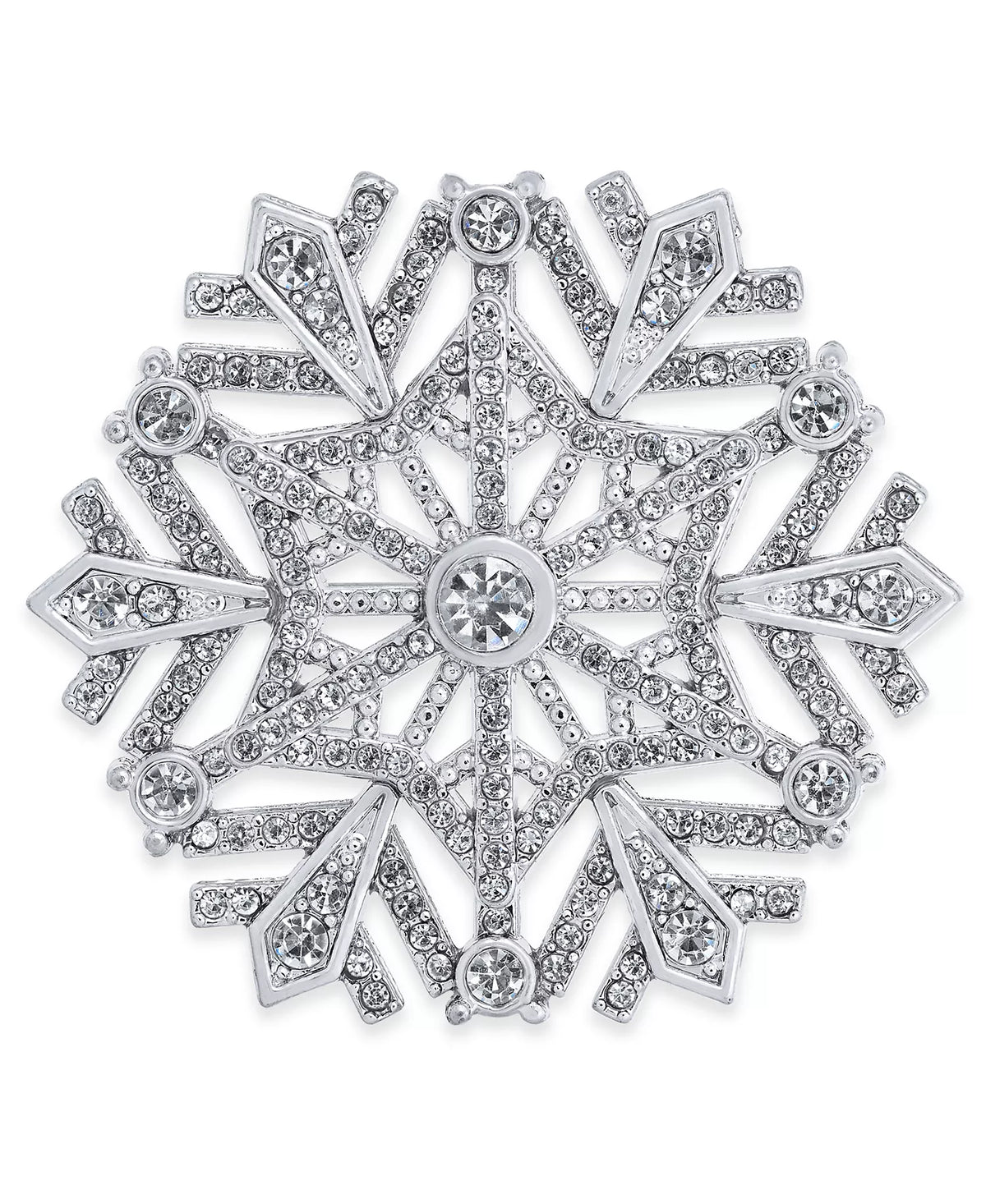 Holiday Lane Silver-Tone Crystal Snowflake Pin