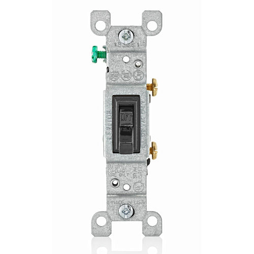 Leviton 15 Amp Single-Pole Toggle Switch, Grounding, Black (1451-2E) - 10 Pack
