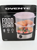 OVENTE 2-Tier Electric Food Steamer, 5 Quart Stainless Steel Stackable Steam Cooker with 400W Power, 60-Minute Timer & Auto Shut-Off