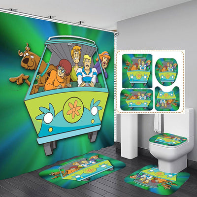 AOLDHYY Scooby Scoob Bathroom 4 Pieces Set Shower Curtain