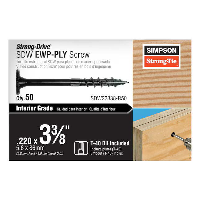 Simpson Strong-Tie Strong-Drive SDW #0 x 3-3/8-in Ecoat Interior Wood screws ( 50 -Per Box )
