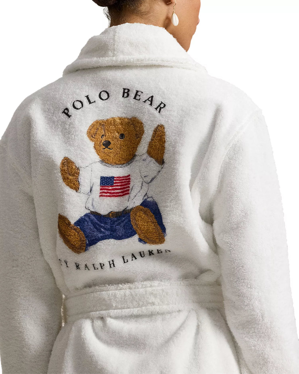 Polo Ralph Lauren Back Polo Bear Wrap Robe for Women - American Flag Bear - Size S/M
