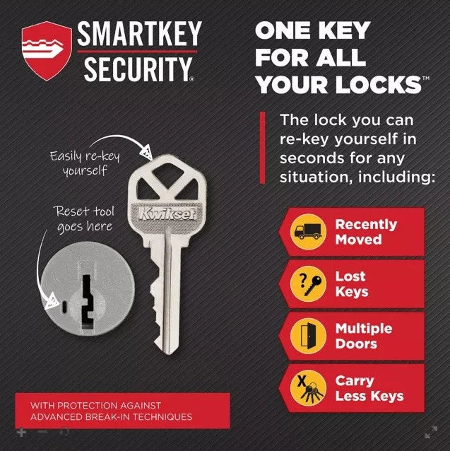 Kwikset 818BFH-971SOK-4S Single Cylinder Brentford Exterior Handleset with Sora Knob with SmartKey with RCAL Latch and RCS Strike Satin Brass Finish