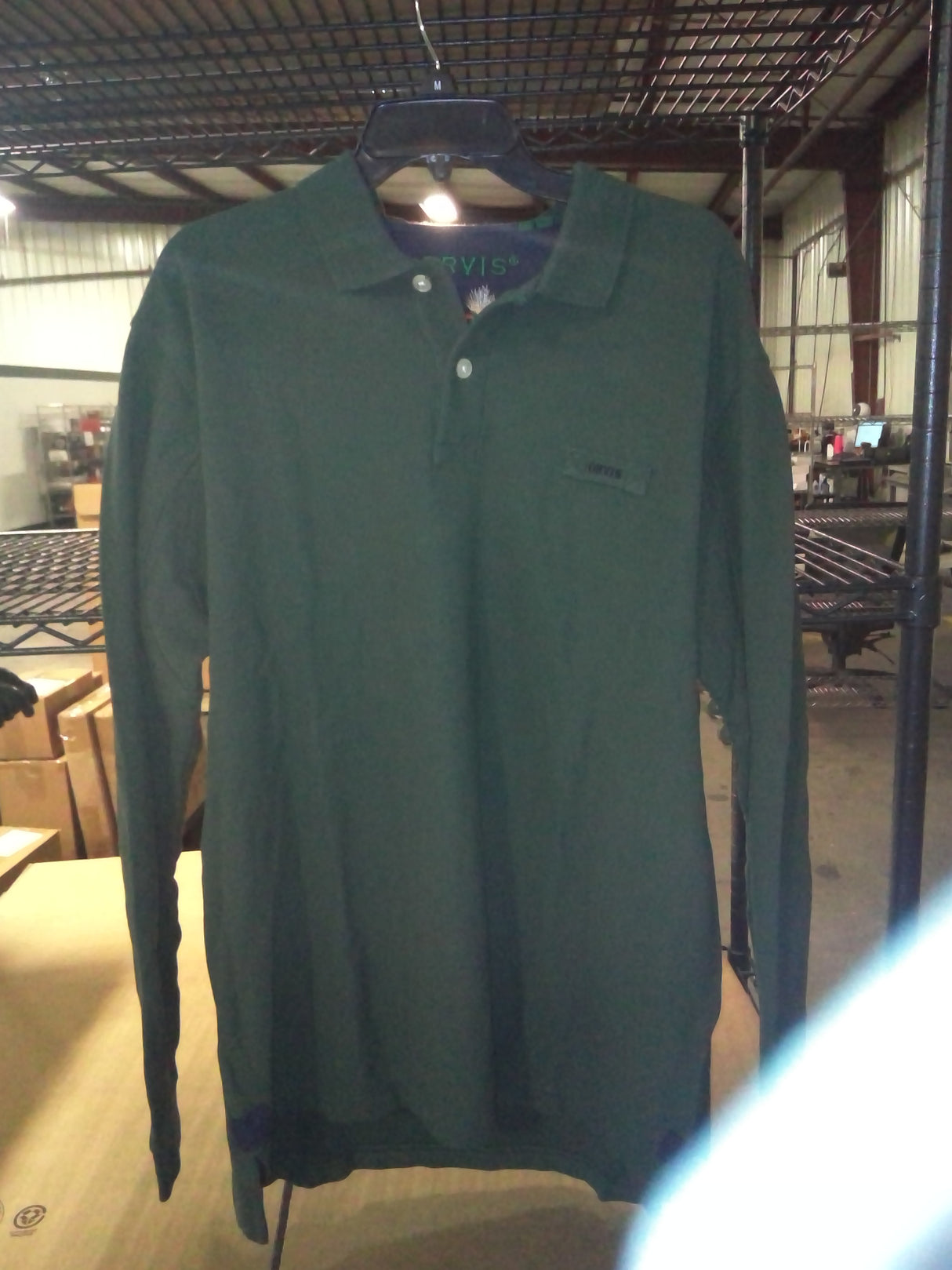 The Orvis Signature Long-Sleeved Polo, Dark Pine Size: Medium Tall