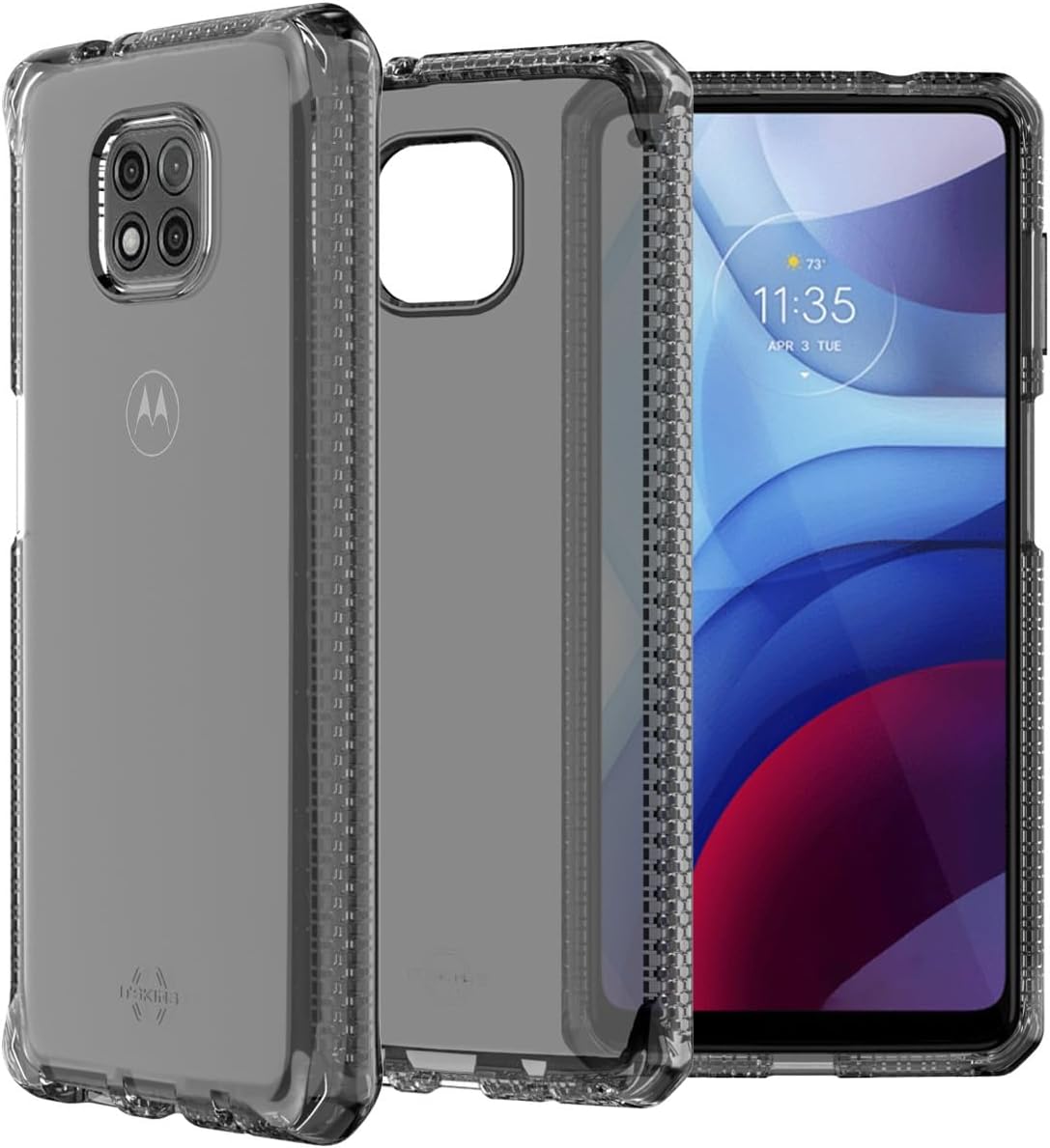 Itskins Spectrum Clear Protective Phone Case Compatible with Moto G Power, Slim Hybrid Case, Anti-Yellowing, and Heavy Duty Shockproof Cover, Military Phone Case | Smoke
