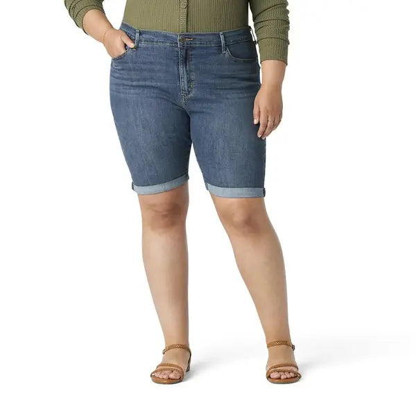 Levi Strauss Signature Gold Women's Mid-Rise Bermuda Shorts Stretch Denim- 14