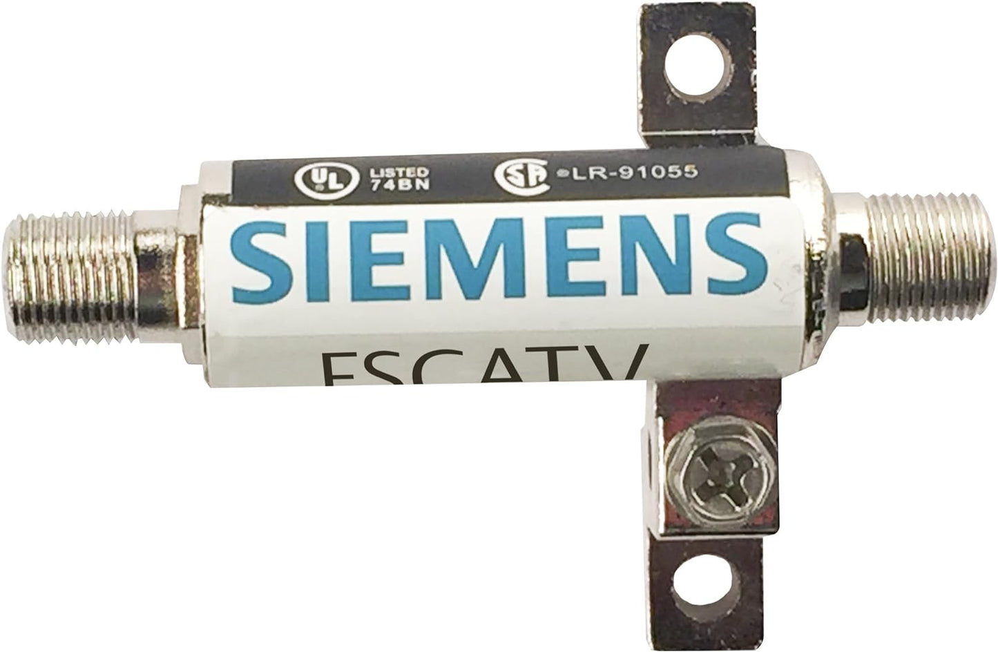 Siemens FSCATV shields coaxial connected electronics in residential and light commercial applications against electrical transient damage, including lightning, from entering through the main cable connection.