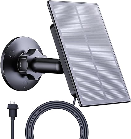 VUEBEE 2W Solar Panel Compatible with Blink Outdoor Camera, USB Solar Panel for Blink Camera, Camera Solar Panel with Power Indicator & Rubber Plug, IP66 Waterproof (Black)
