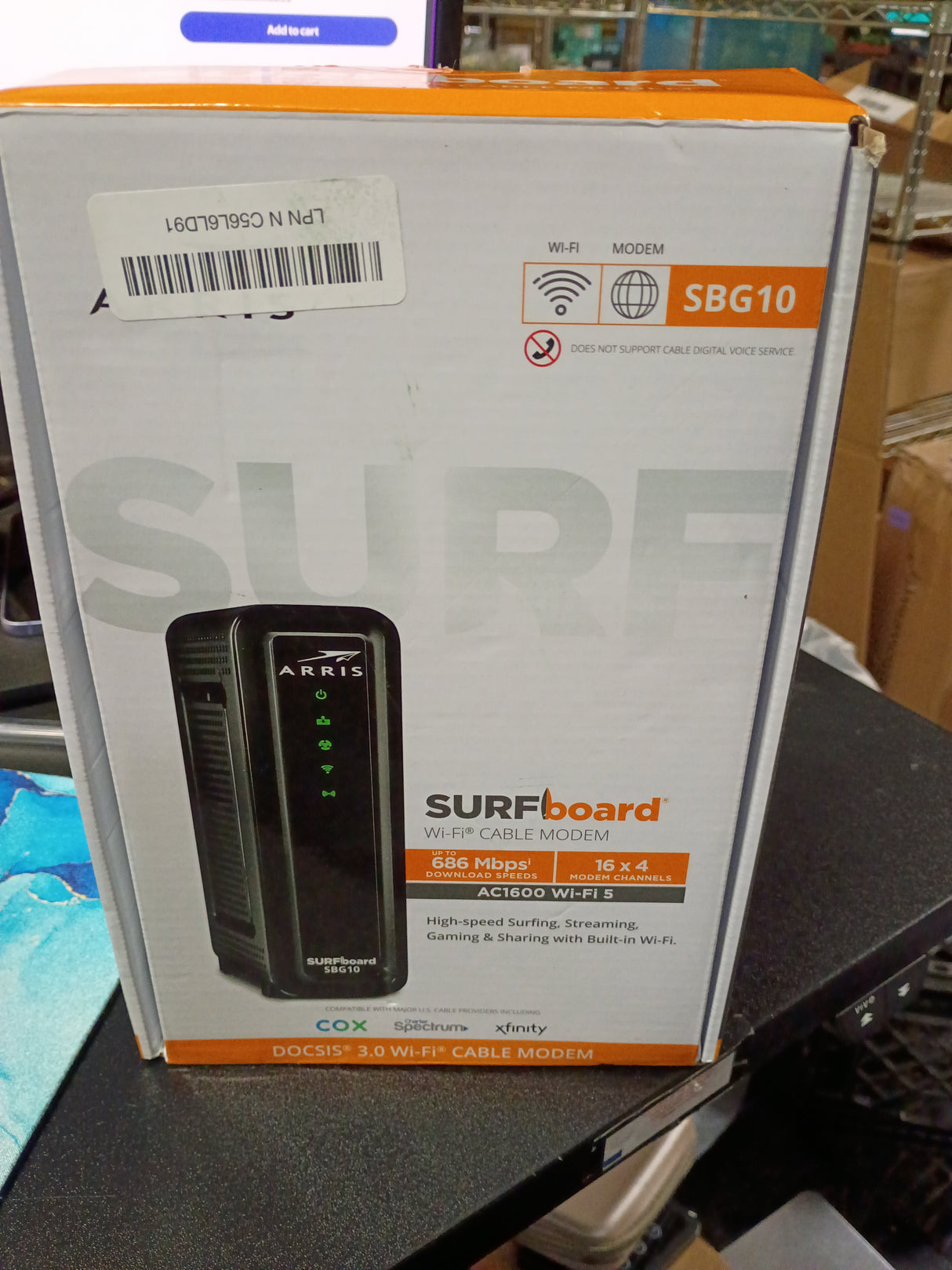 ARRIS (SBG10) - Cable Modem Router Combo - DOCSIS 3.0 16 x 4 Gigabit & AC1600 WiFi, For Comcast Xfinity, Cox, check with ISP for compatibility [Not for Spectrum] 400 Mbps Max Internet Speeds
