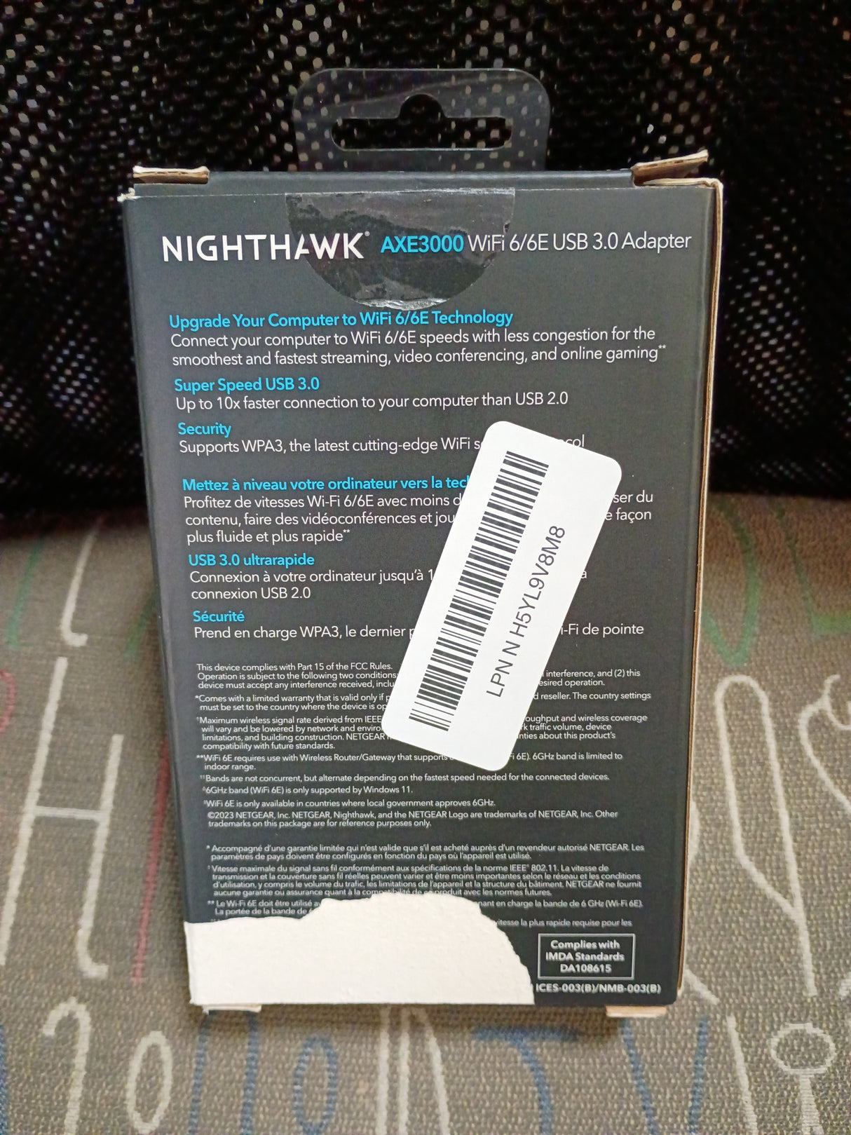 NETGEAR Nighthawk WiFi 6E USB 3.0 Adapter (A8000) - AXE3000 Tri-Band Wireless Gigabit Speed (Up to 3Gbps) - New 6GHz Band – Works with Any WiFi 6 or 6E Router Or Mesh System - for Windows PC