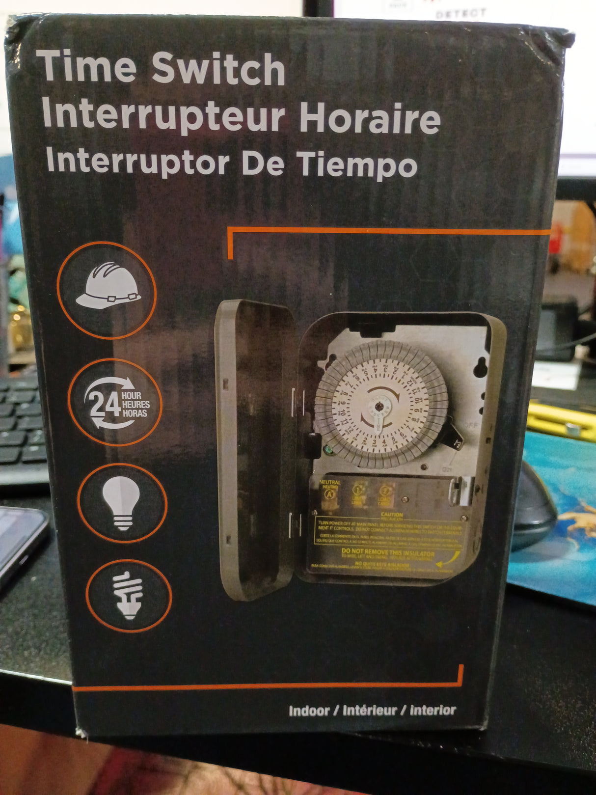 Woods 59101WD Indoor 24-Hour Heavy Duty Mechanical Time Switch; 120V/40A SPST ; Black