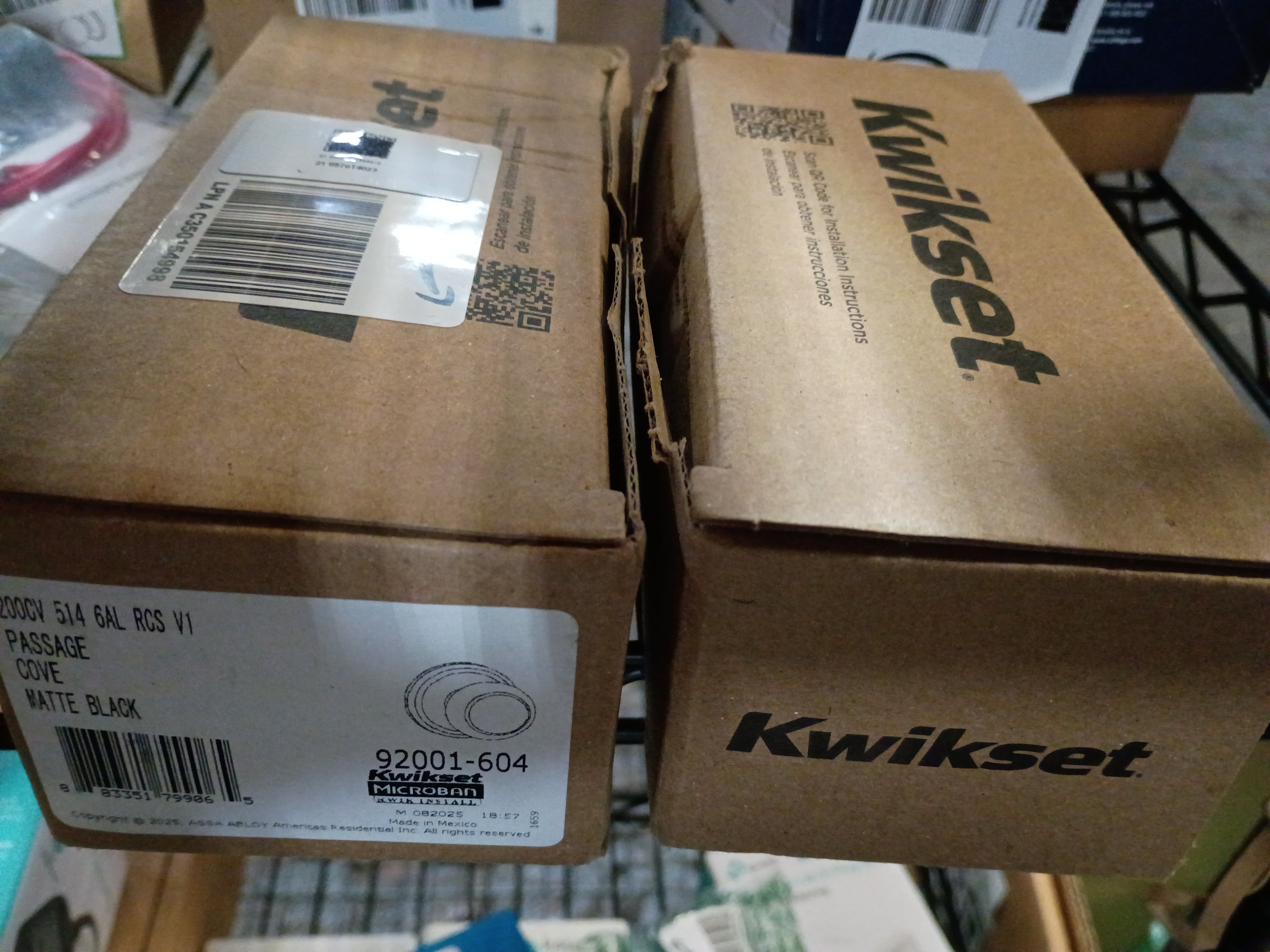 Kwikset Cove Interior Passage Door Knob Non-Locking Doorknob, Matte Black & Satin Nickel