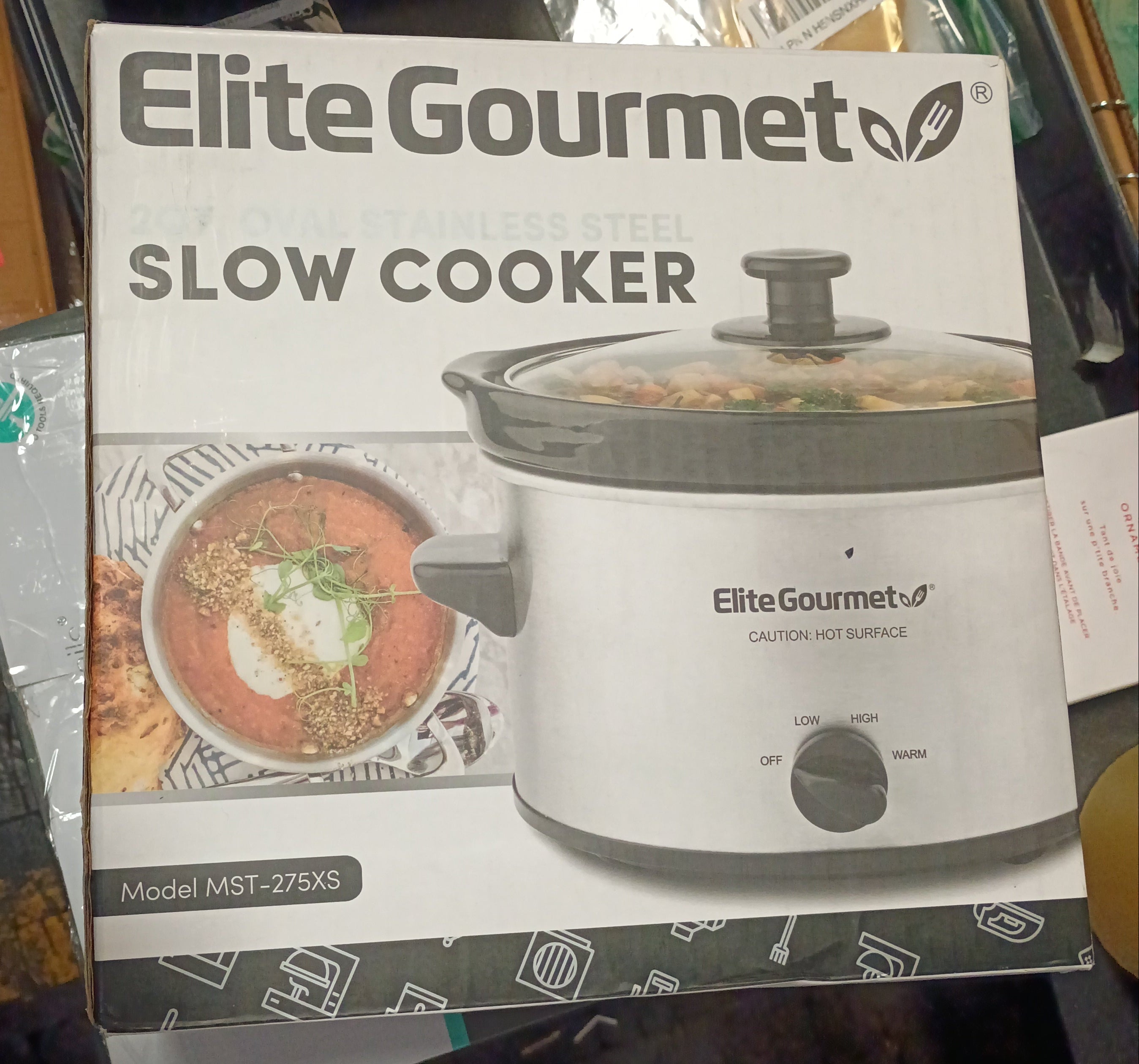 Elite Gourmet MST-275XS Electric Oval Slow Cooker, Adjustable Temp, Entrees, Sauces, Stews & Dips, Dishwasher Safe Glass Lid & Crock (2 Quart, Stainless Steel)