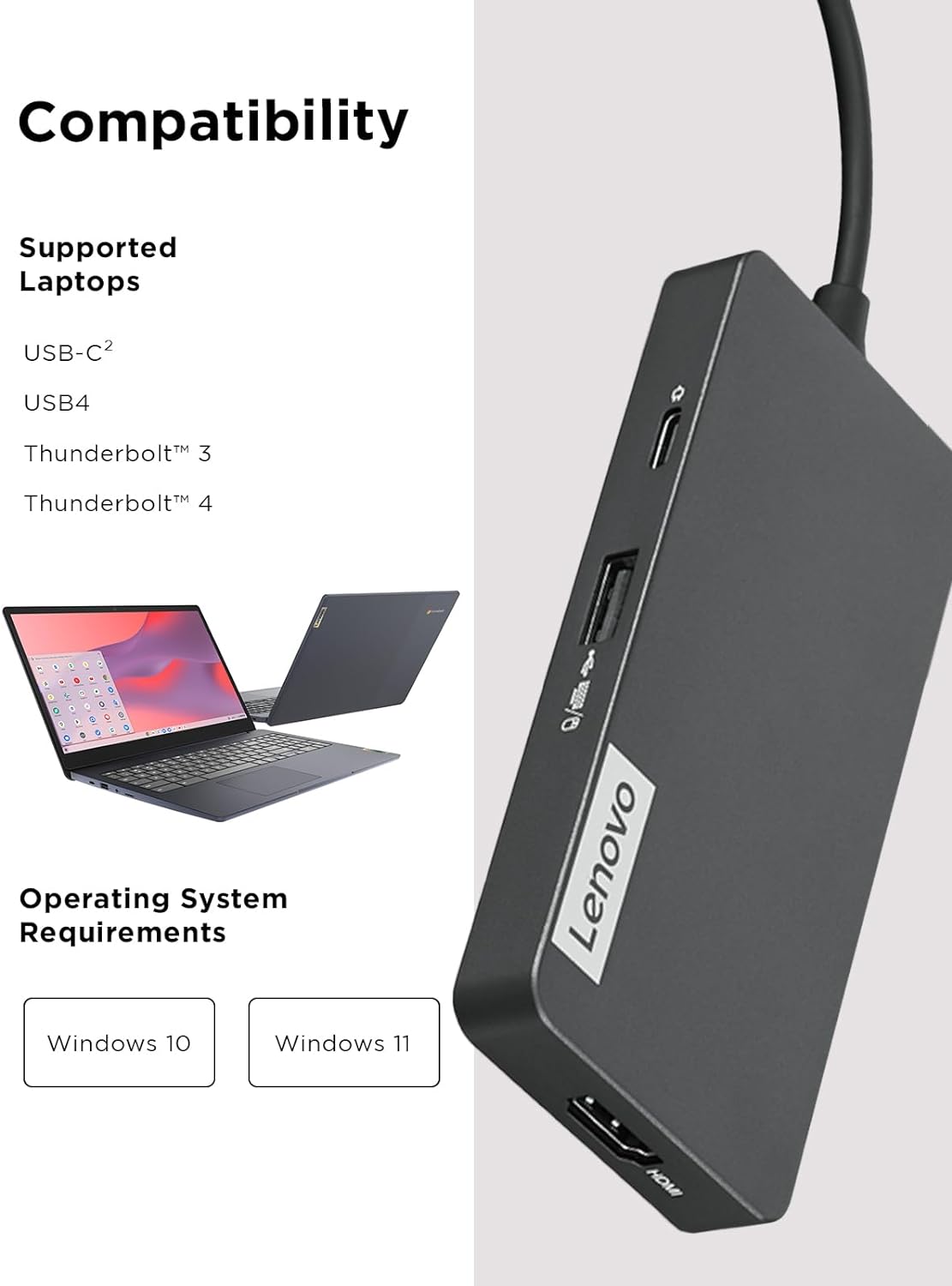 Lenovo – USB-C 7-in-1 Hub – Computer Networking Laptop Accessory – Laptop Docking Station - 4K via HDMI, 3 USB-A devices, 2 SD/TF Card Readers USB-C Power Pass Through