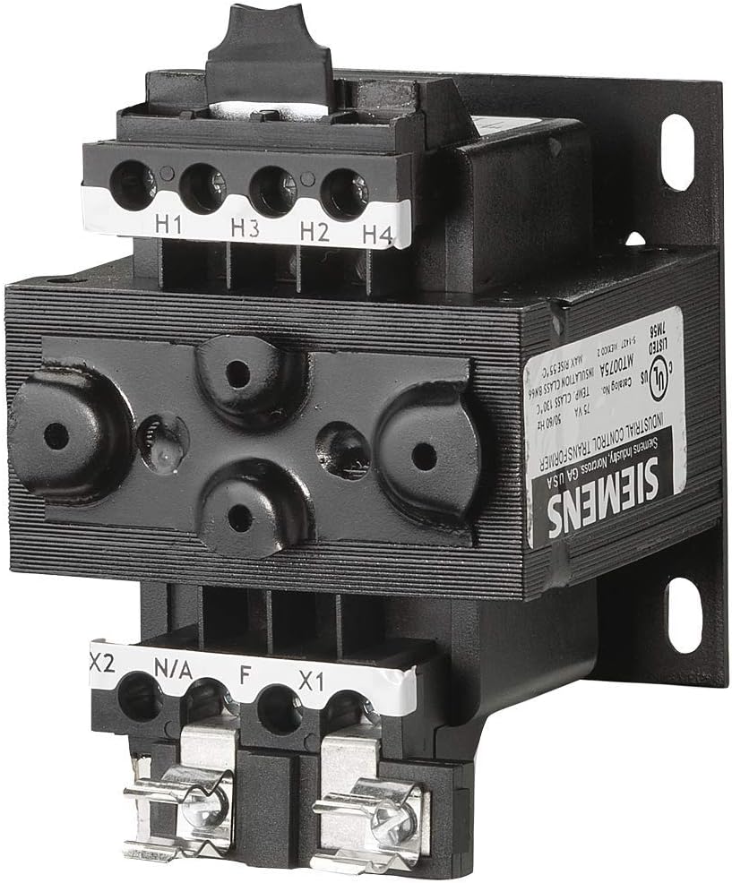 Siemens MT0050B Industrial Power Transformer, Domestic, 240 X 480 Primary Volts 50/60Hz, 24 Secondary Volts, 50VA Rating , Black