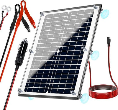 POWOXI Solar Panel Kit 12V 20W Magnetic + MPPT Charge Controller Waterproof Solar Battery Charger Maintainer Solar Trickle Charger Alligator Clip for Car Boat RV Motorcycle Marine, etc.