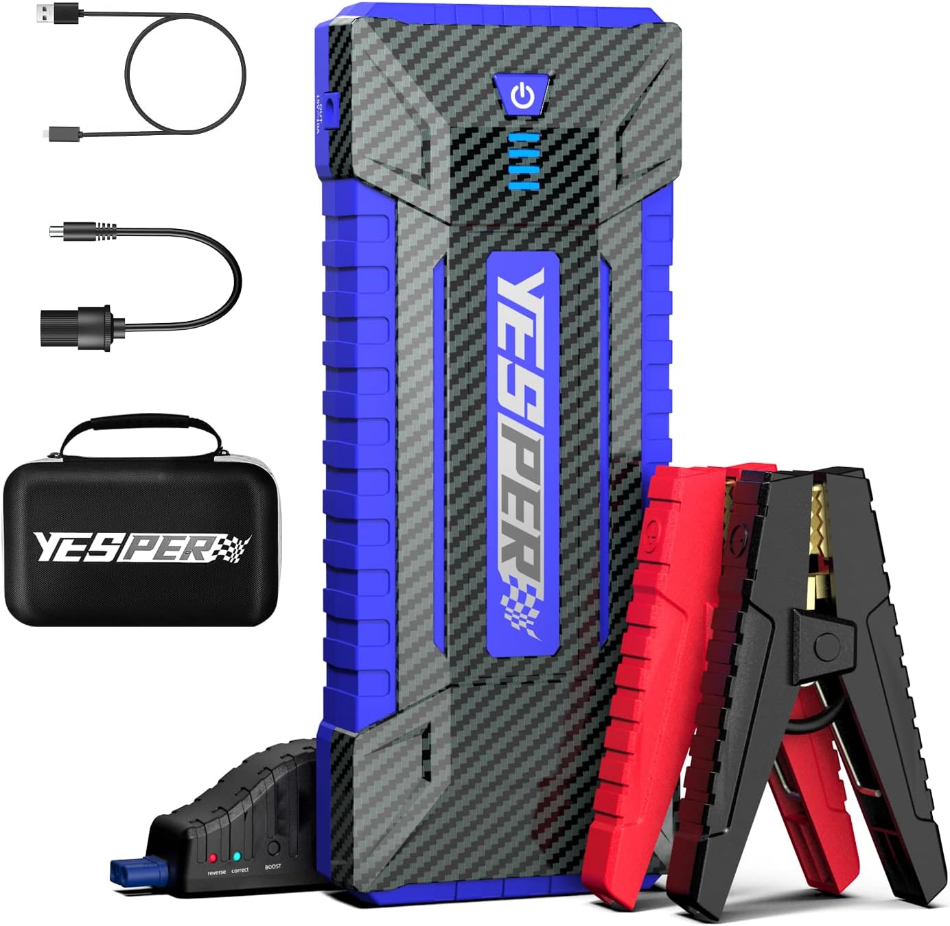 YESPER 2160A Car Jump Starter Portable，Battery Jumper Booster Pack, Boost Jump Box for Most 12V Vehicle (Up to 9.0L Gas/7.0L Diesel Engine), DSLI Safe Tech, PD 15W Fast Charge & DC 15V Port