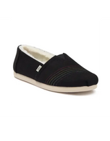 Toms Alpargata Slipper - Black Two Tone Felt/Rainbow Embroidery/Faux Fur - Size 6.5