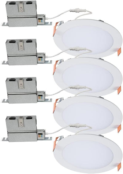 HALO 6 inch Recessed LED Ceiling & Shower Disc Light – Canless Ultra Thin Downlight – 5 CCT Selectable White - 4 Pack