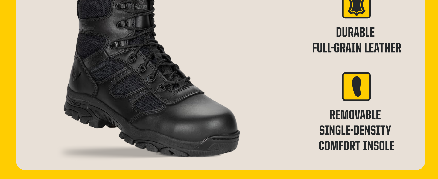 THOROGOOD - Men's 8" Black Deuce Series Waterproof Duty Boots with Composite Safety Toe - US 9.5 M