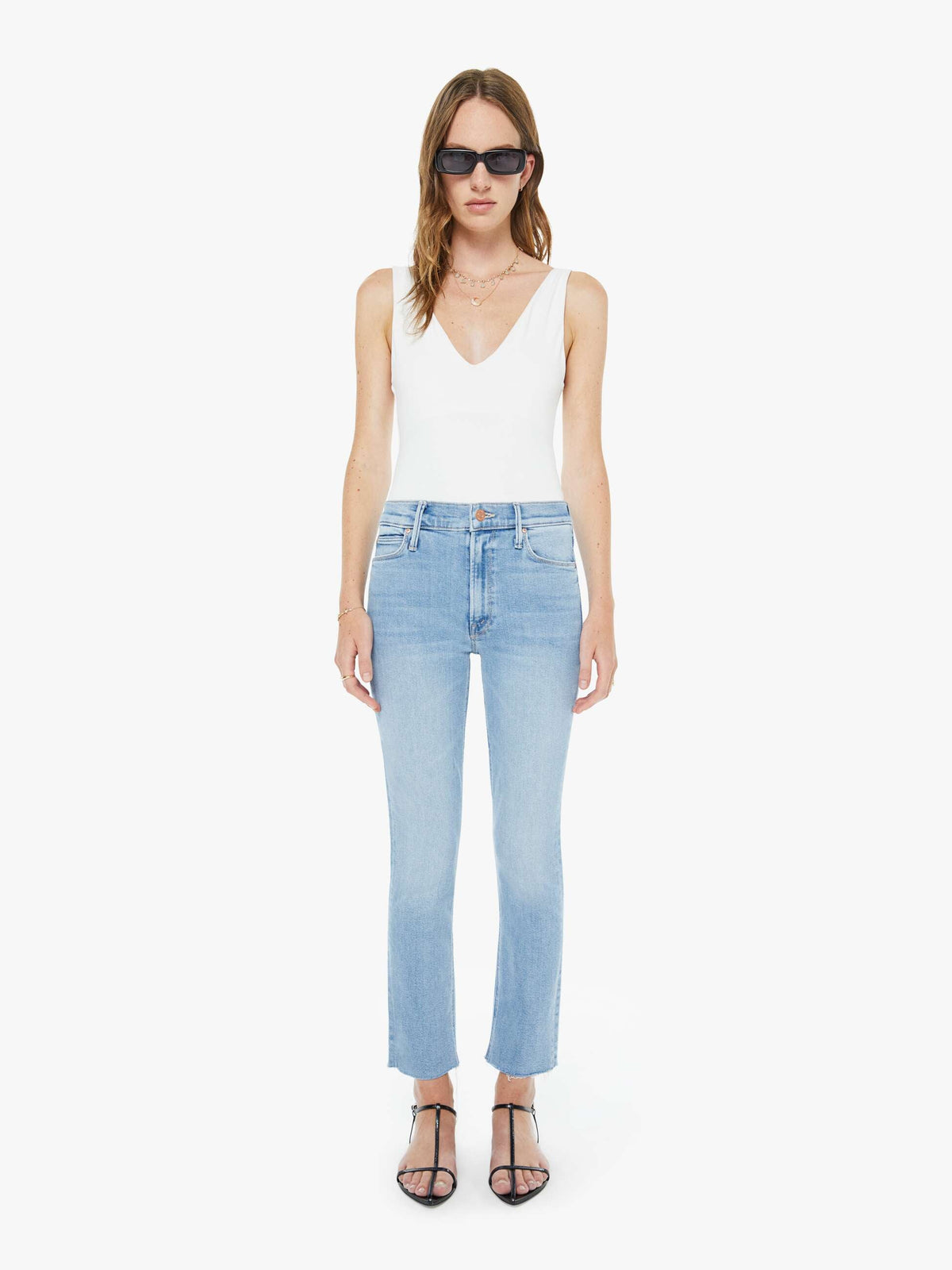 Mother The Mid Rise Dazzler Ankle Fray Size: 28